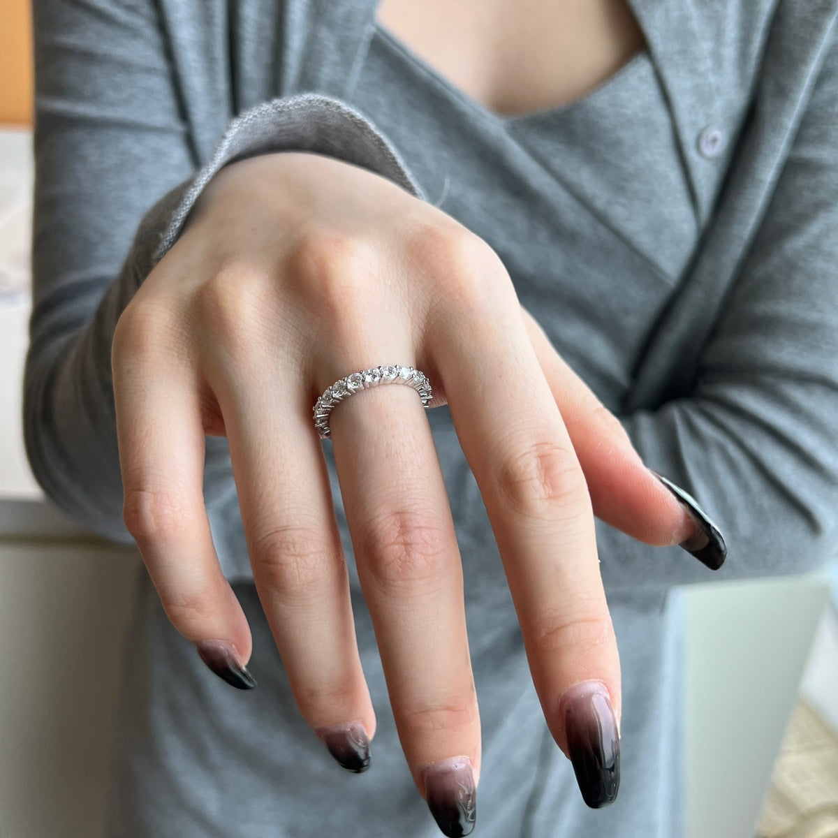 [HOT]Sparkling Round Cut Tennis Ring