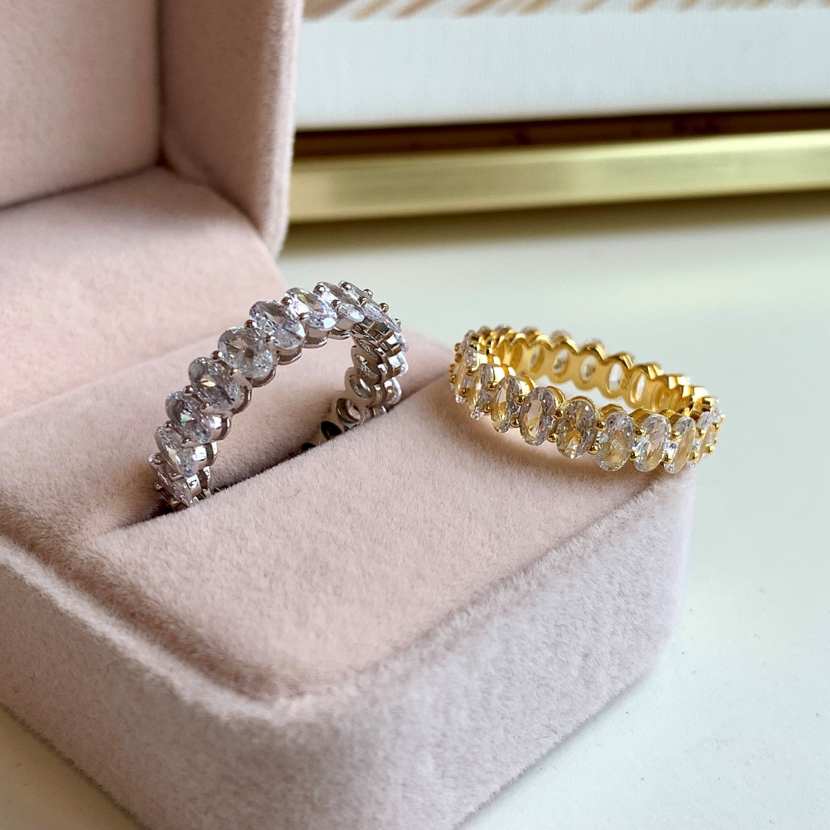 [HOT]Ornate Oval Cut Tennis Ring