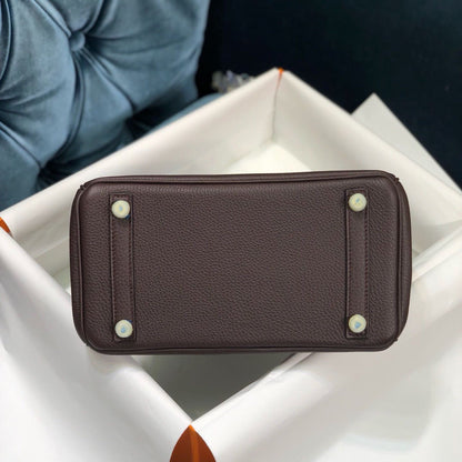 HM BIRKIN CAFÉ TOGO CUERO HIERROS PLATEADOS