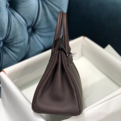 HM BIRKIN CAFÉ TOGO CUERO HIERROS PLATEADOS