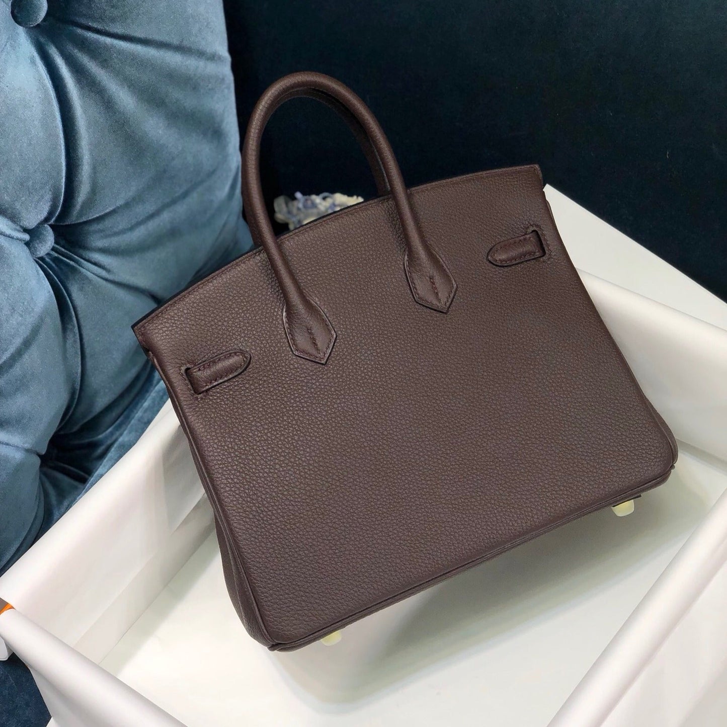 HM BIRKIN CAFÉ TOGO CUERO HIERROS PLATEADOS