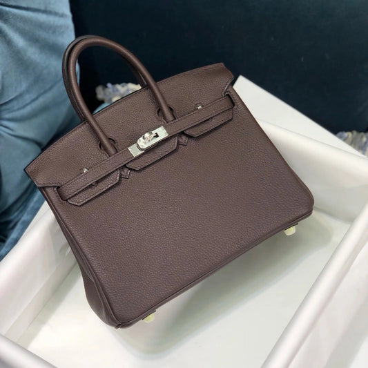 HM BIRKIN CAFÉ TOGO CUERO HIERROS PLATEADOS