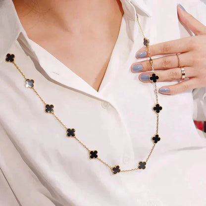 DIANA CLOVER 20 MOTIFS ONYX NECKLACE