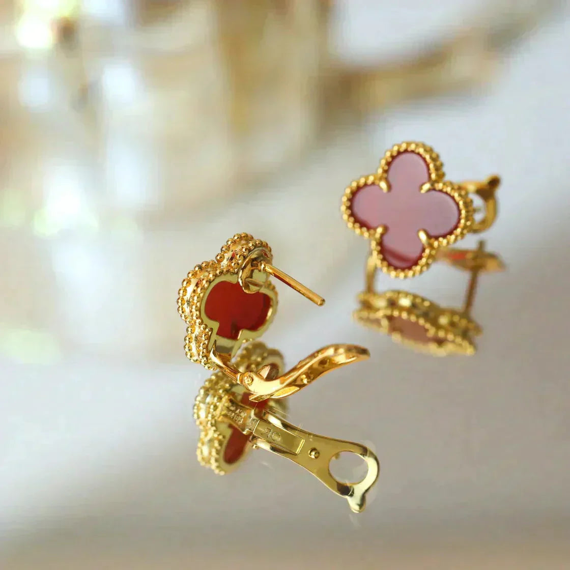DIANA CLOVER MEDIUM 1 MOTIFS CARNELIAN  EARRINGS