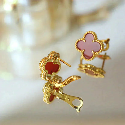 DIANA CLOVER MEDIUM 1 MOTIFS CARNELIAN  EARRINGS