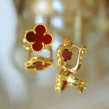 DIANA CLOVER MEDIUM 1 MOTIFS CARNELIAN  EARRINGS