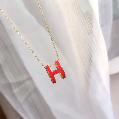 DIANA HM CLIC RED ENAMEL GOLD NECKLACE