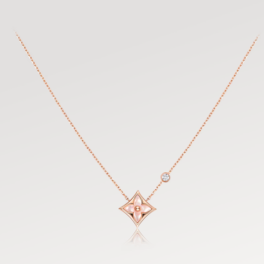 DIANA STAR PINK MOP 1 DIAMOND PINK GOLD NECKLACE