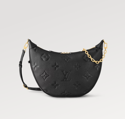 LOOP HOBO 38 NEGRO MONOGRAMA IMPRESO CUERO HARDWARE DORADO