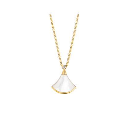 DIANA DREAM NECKLACE WHITE MOP GOLD 1 DIAMOND