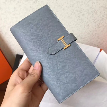 Portefeuille à soufflet HM Blue Lin Epsom Bearn 17,5