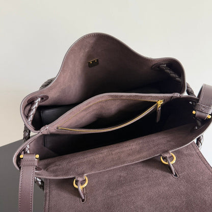 Bolso mediano BV Ciao Ciao de 34 cm en piel color chocolate 242928