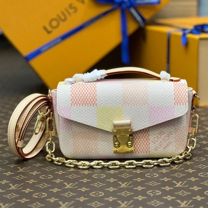 pochette metis east west 21.5 pêche damier coasted canvas
