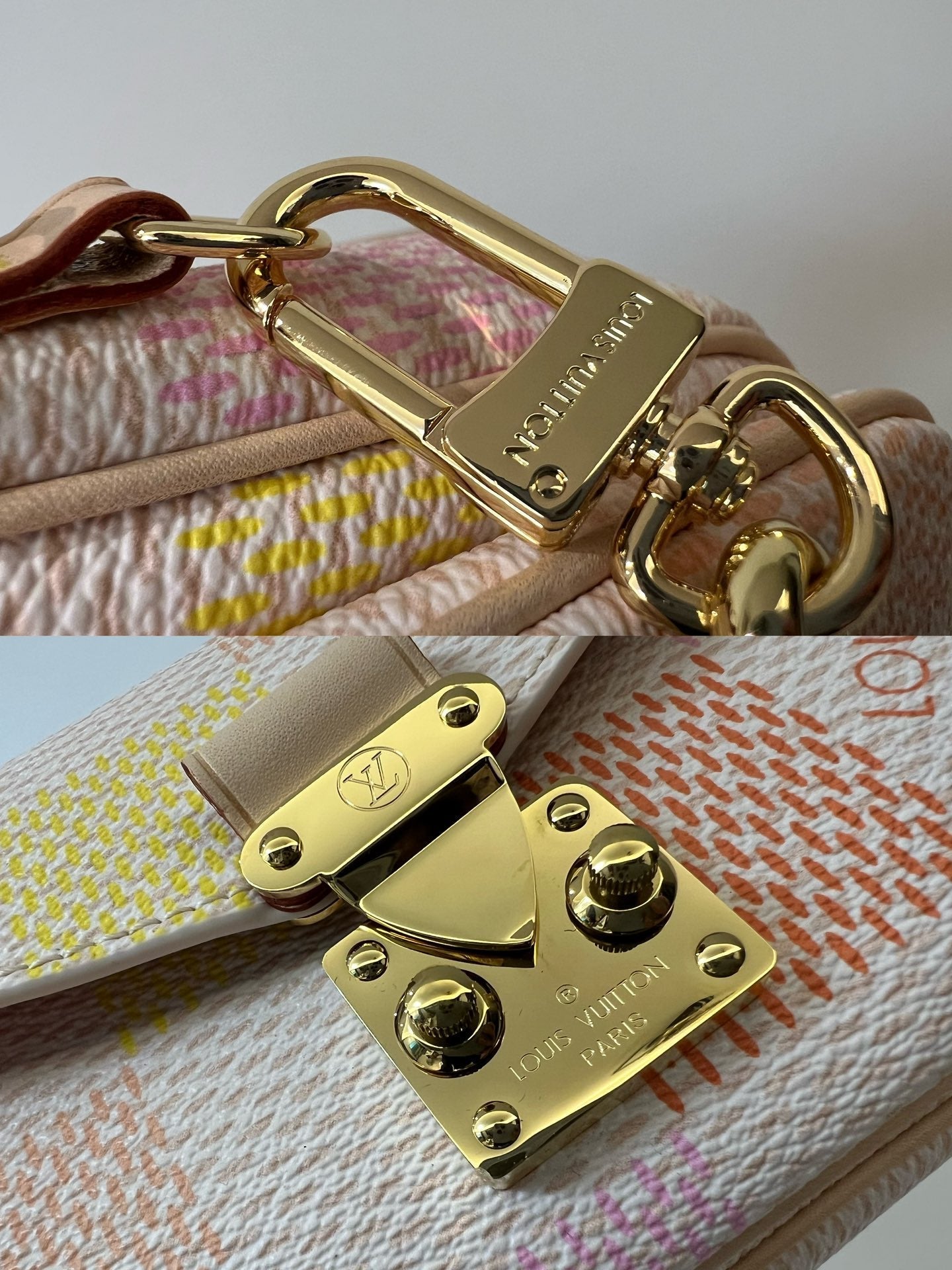 pochette metis east west 21.5 pêche damier coasted canvas