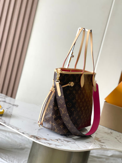 Neverfull MM 31 reversible de adentro hacia afuera rosa oscuro 