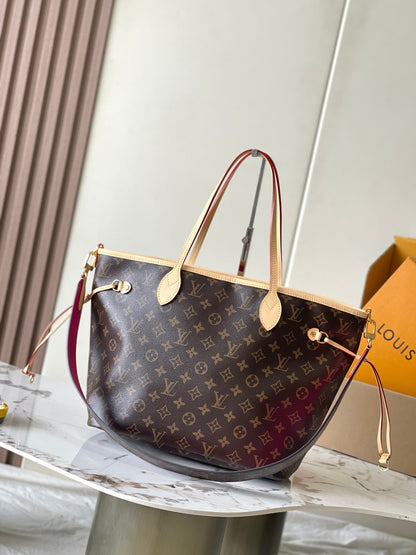Neverfull MM 31 reversible de adentro hacia afuera rosa oscuro 