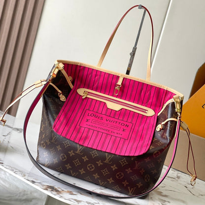 Neverfull MM 31 reversible de adentro hacia afuera rosa oscuro 