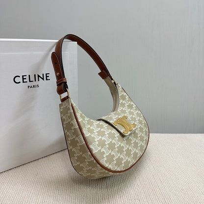 BOLSO MEDIANO AVA 23 EN LONA TRIOMPHE BEIGE CON LOGOTIPO DORADO