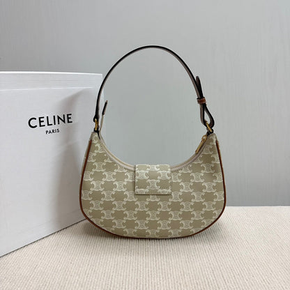 BOLSO MEDIANO AVA 23 EN LONA TRIOMPHE BEIGE CON LOGOTIPO DORADO