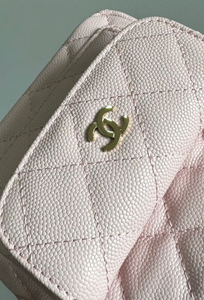 MOCHILA CC MINI 18 ROSA CAVIAR HARDWARE DORADO CLARO