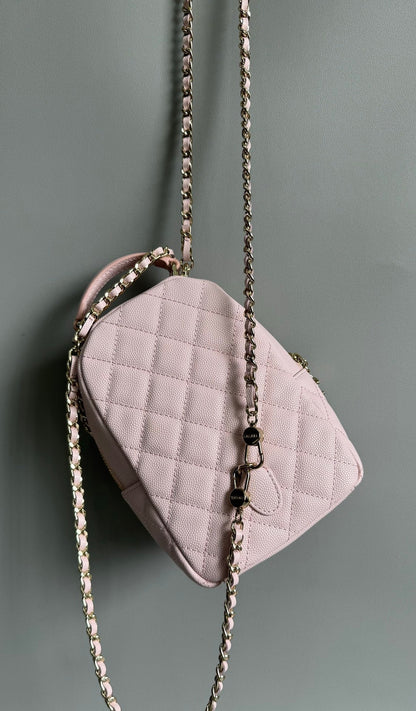 MOCHILA CC MINI 18 ROSA CAVIAR HARDWARE DORADO CLARO