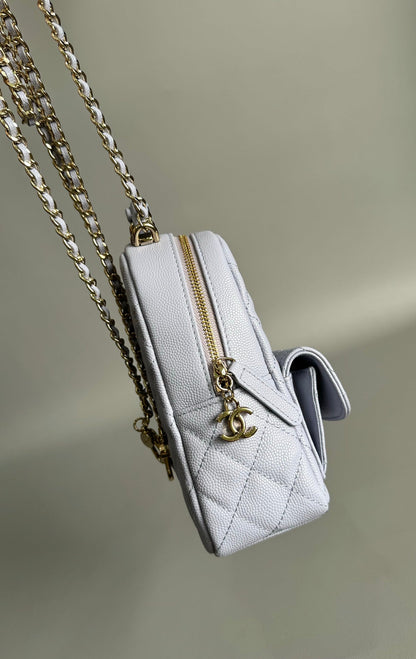 MOCHILA CC MINI 18 BLANCO CAVIAR HARDWARE DORADO CLARO