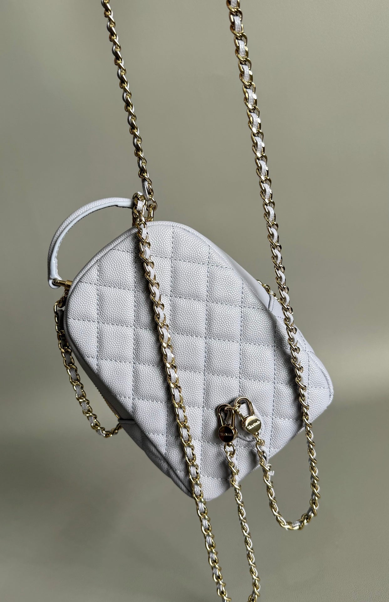 MOCHILA CC MINI 18 BLANCO CAVIAR HARDWARE DORADO CLARO