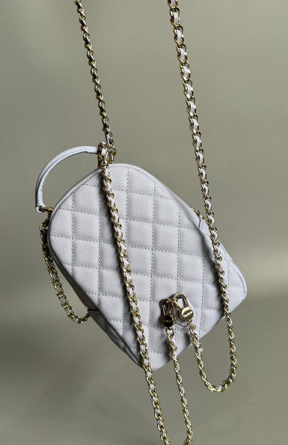 MOCHILA CC MINI 18 BLANCO CAVIAR HARDWARE DORADO CLARO