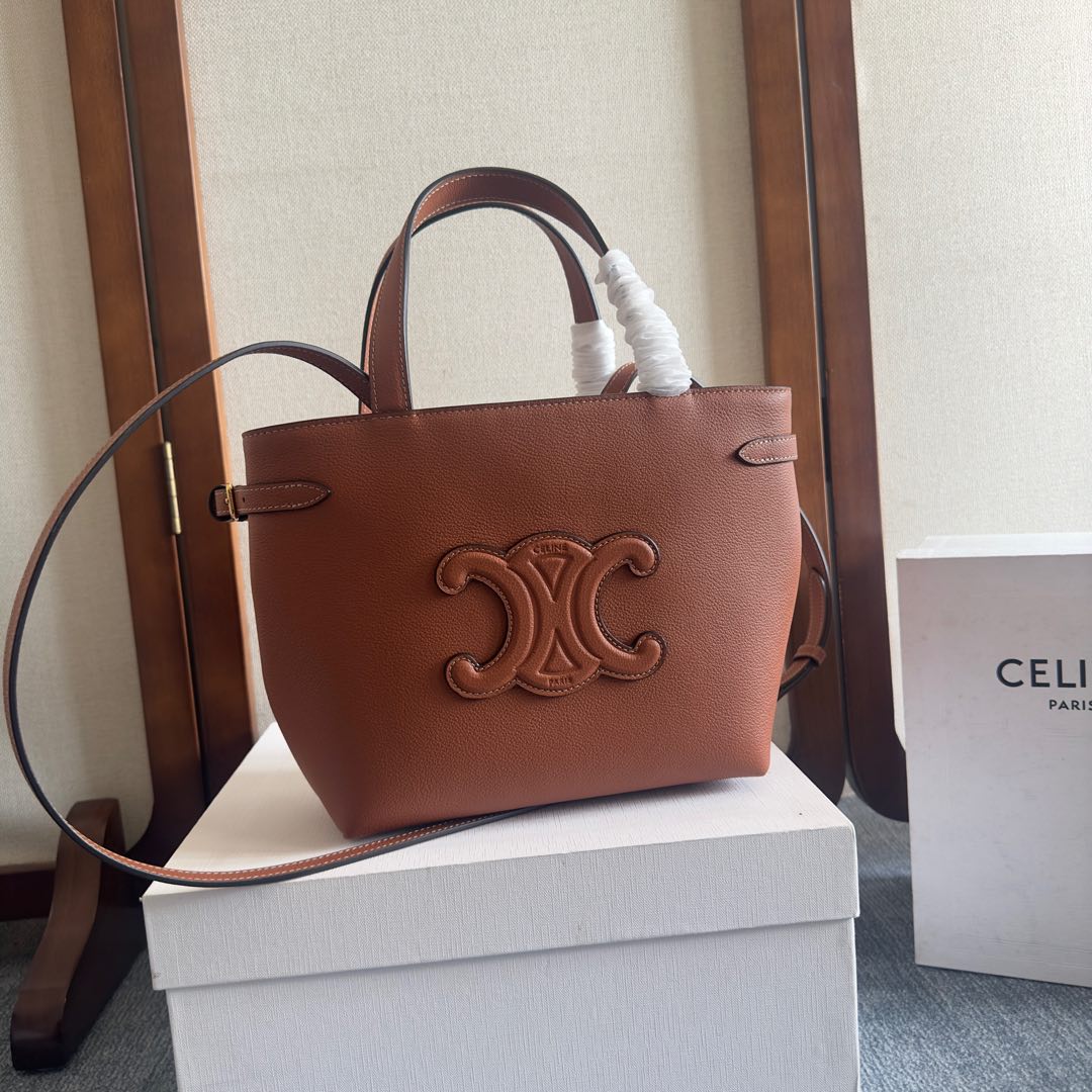 MINI CABAS ANA?S CUIR TRIOMPHE 20 IN BRONZE ORANGE GRAINED CALFSKIN