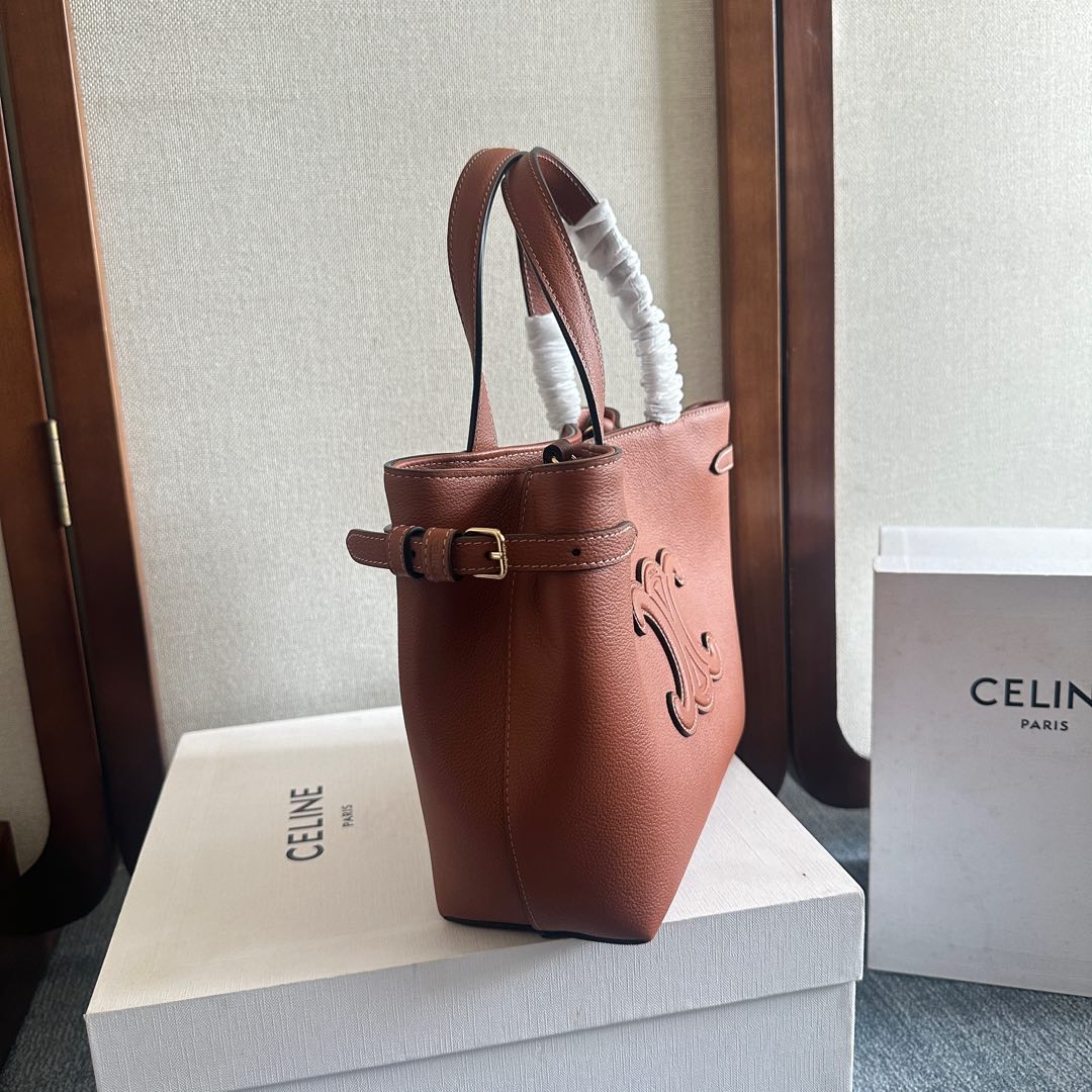 MINI CABAS ANA?S CUIR TRIOMPHE 20 IN BRONZE ORANGE GRAINED CALFSKIN
