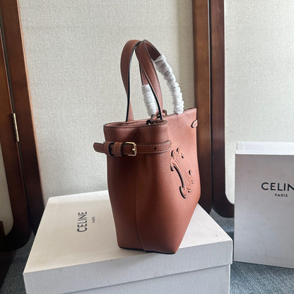 MINI CABAS ANA?S CUIR TRIOMPHE 20 IN BRONZE ORANGE GRAINED CALFSKIN