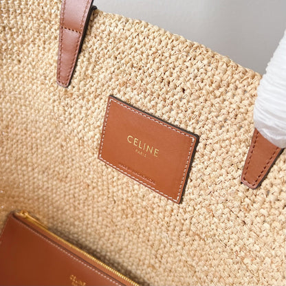 MEDIUM SUPPLE 30 CLASSIC PANIER BEIGE RAFFIA TAN CALFSKIN