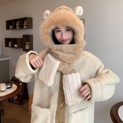 PASAMONTAÑAS EN MEZCLA DE FORRO POLAR BLANCO Y BEIGE CAMEL 422215 