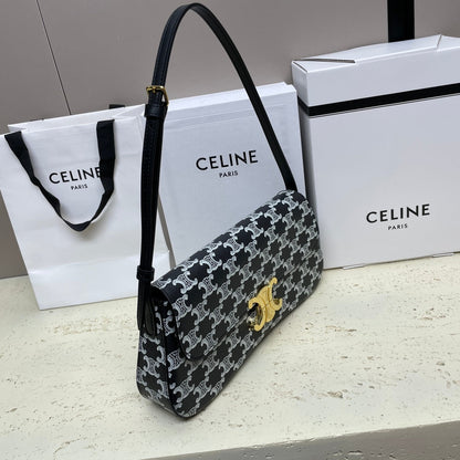 SAC LOLA BAGUETTE 28 EN TOILE MONOGRAMME NOIRE ET BLANC ET CUIR DE VEAU