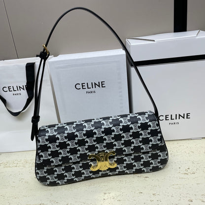 SAC LOLA BAGUETTE 28 EN TOILE MONOGRAMME NOIRE ET BLANC ET CUIR DE VEAU