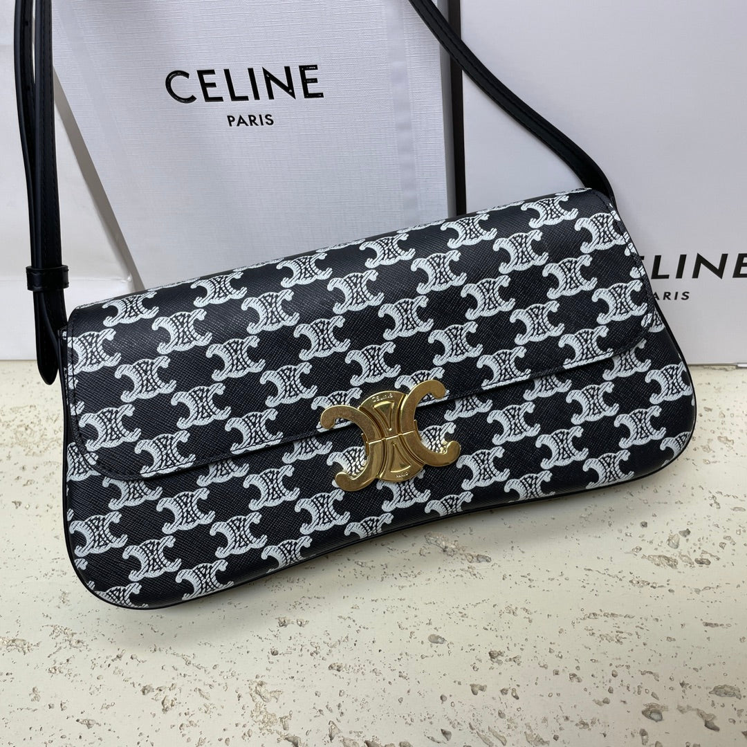 SAC LOLA BAGUETTE 28 EN TOILE MONOGRAMME NOIRE ET BLANC ET CUIR DE VEAU