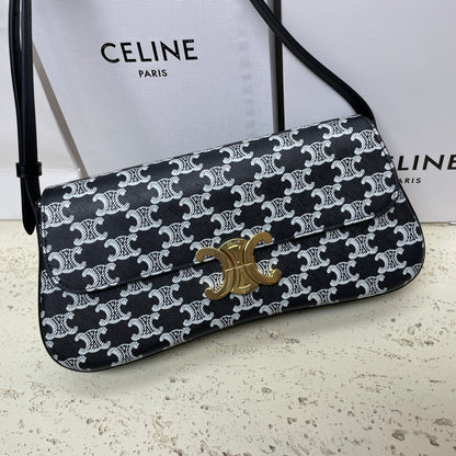 SAC LOLA BAGUETTE 28 EN TOILE MONOGRAMME NOIRE ET BLANC ET CUIR DE VEAU