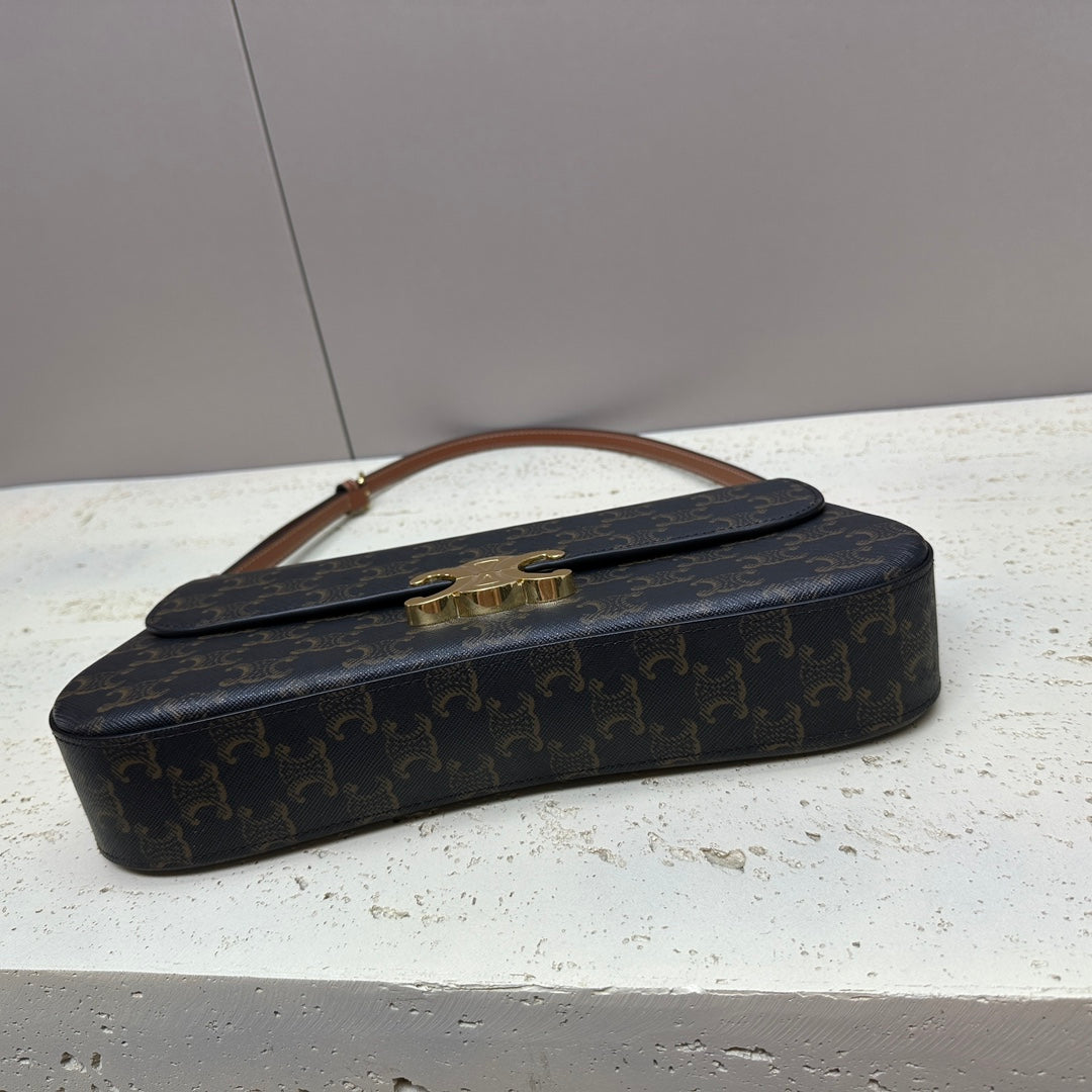 SAC LOLA BAGUETTE 28 EN TOILE MONOGRAMME MARRON FONCÉ ET CUIR DE VEAU