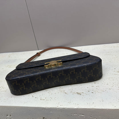 SAC LOLA BAGUETTE 28 EN TOILE MONOGRAMME MARRON FONCÉ ET CUIR DE VEAU