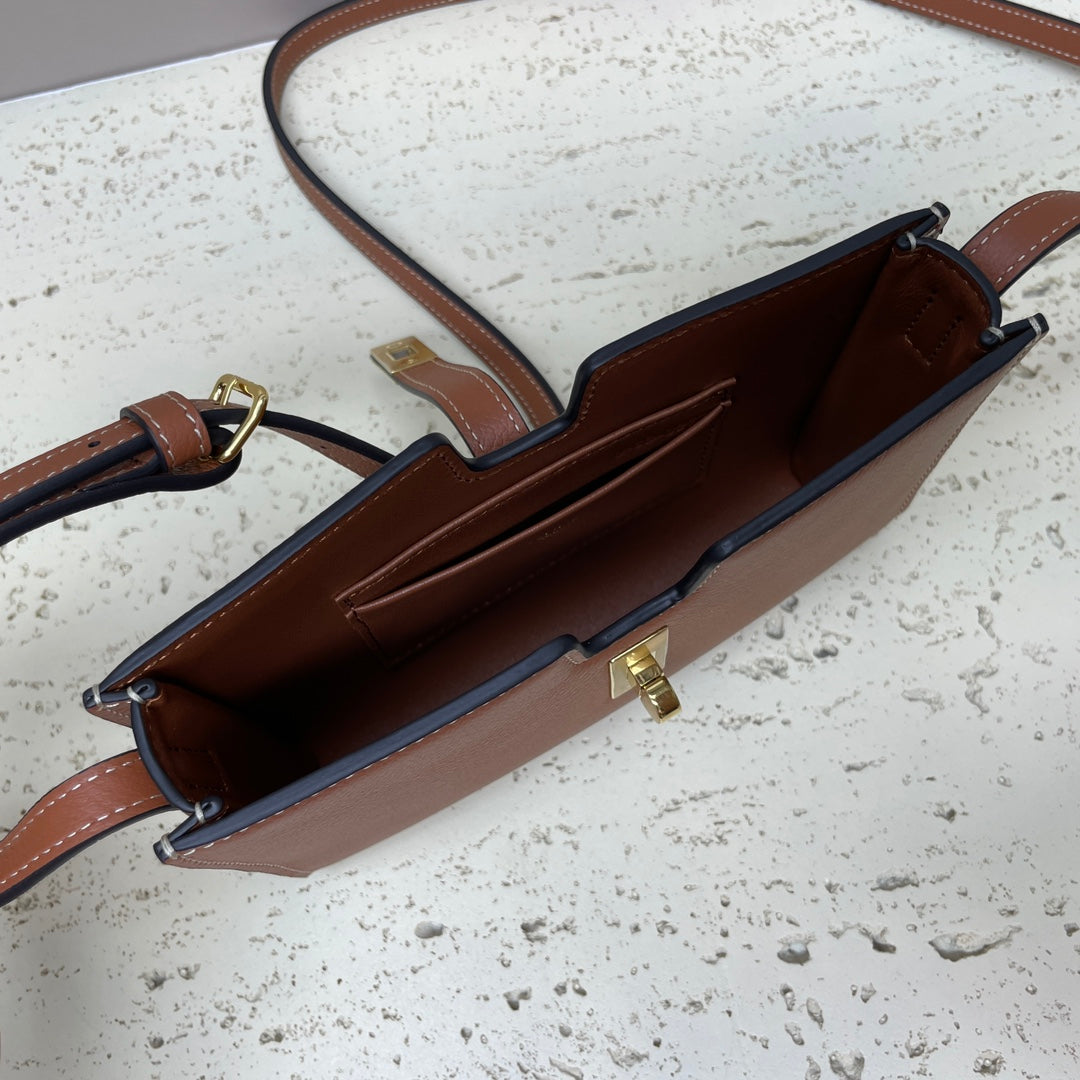 MINI POCHETTE 18 BANDES EN CUIR DE VEAU SOUPLE BRONZE BROWNN