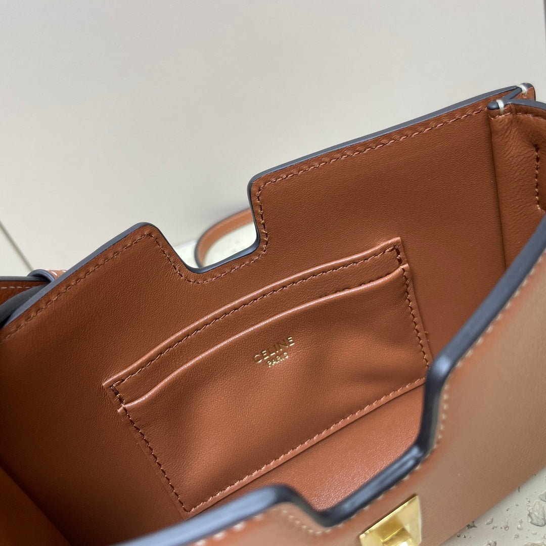 MINI POCHETTE 18 BANDES EN CUIR DE VEAU SOUPLE BRONZE BROWNN