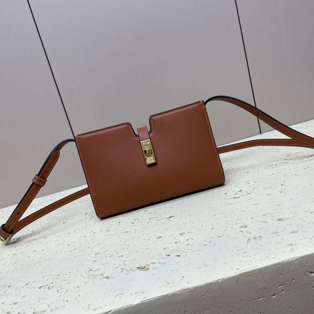 MINI POCHETTE 18 BANDES EN CUIR DE VEAU SOUPLE BRONZE BROWNN