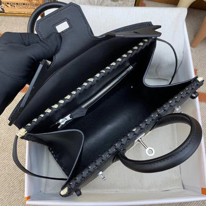 HM BIRKIN 25 CM PICNIC NEGRO BAMBÚ Y RATÁN