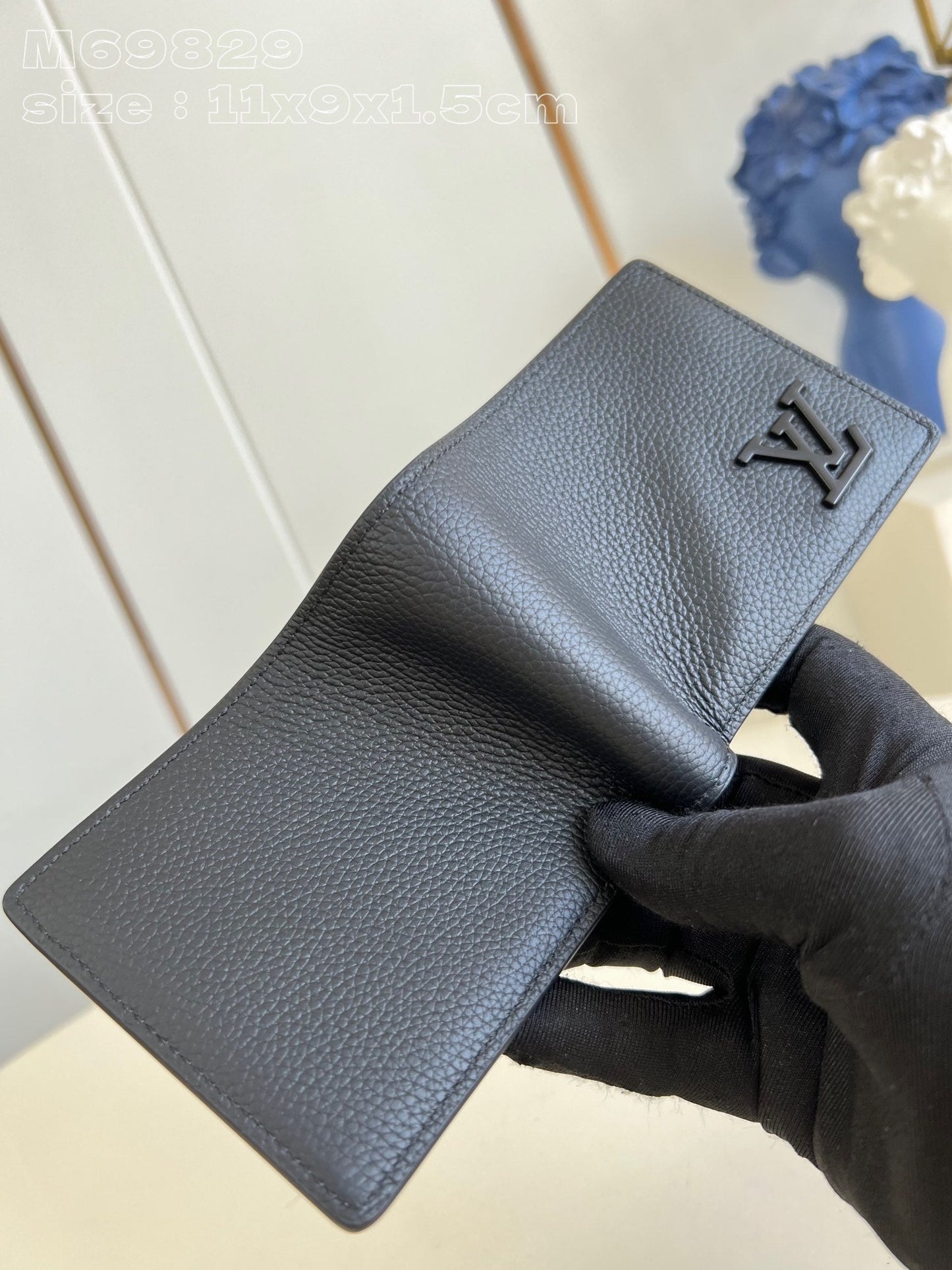 CARTERA MÚLTIPLE AEROGRAMA 10CM PIEL DE BECERRO NEGRA