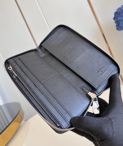 CARTERA VERTICAL ZIPPY 20CM PIEL DE BECERRO NEGRA