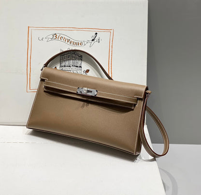 HM Kelly Elan 27cm Bolso de mano de cuero marrón