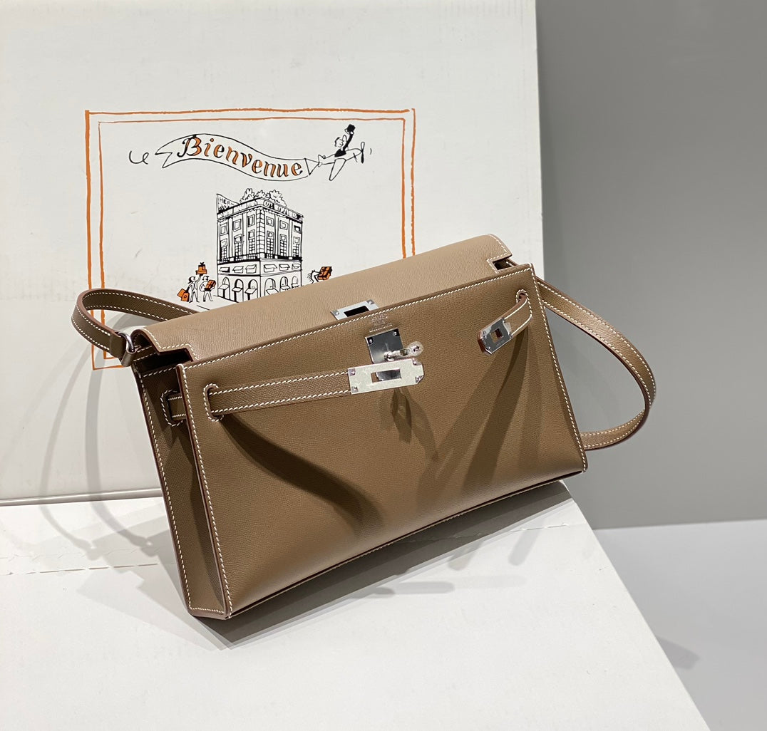 HM Kelly Elan 27cm Bolso de mano de cuero marrón