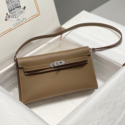 HM Kelly Elan 27cm Bolso de mano de cuero marrón