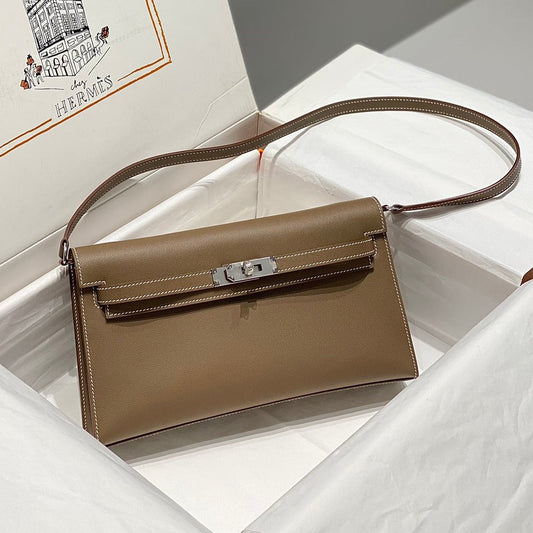 HM Kelly Elan 27cm Bolso de mano de cuero marrón