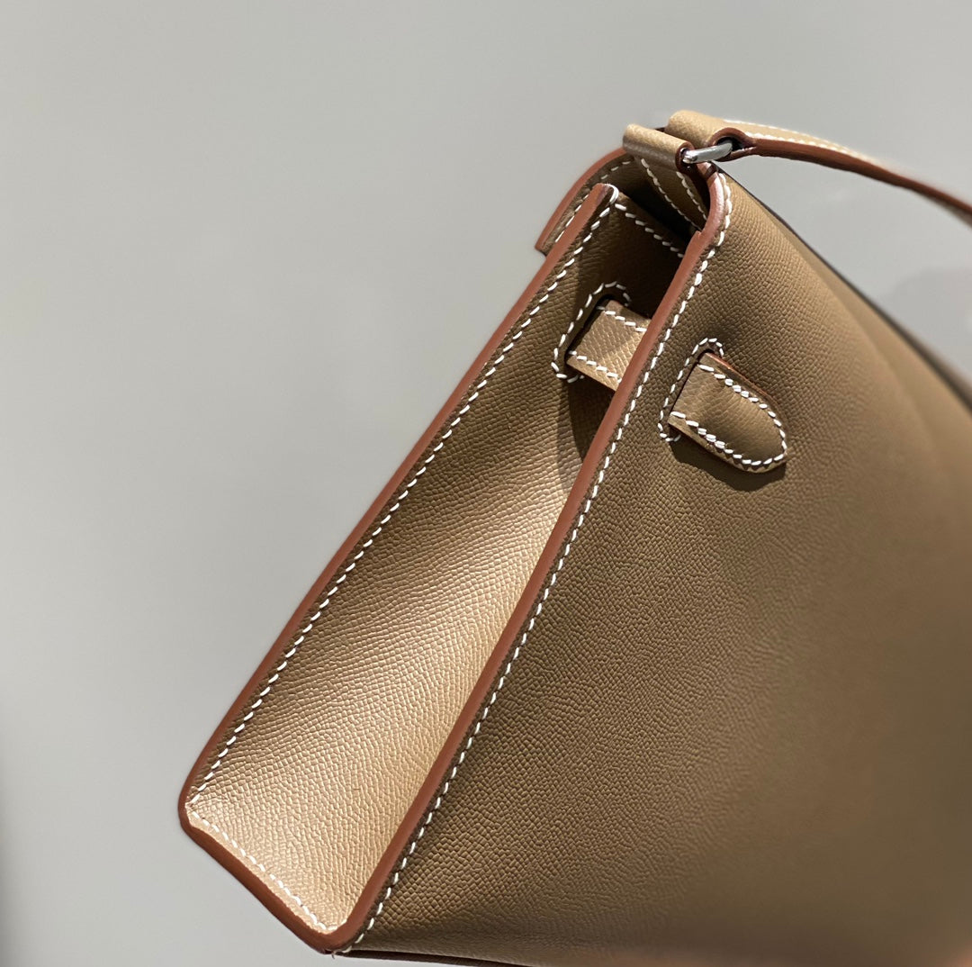 HM Kelly Elan 27cm Bolso de mano de cuero marrón